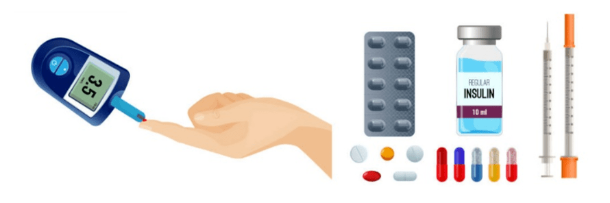 Los pacientes diabéticos deben controlar sus niveles de azúcar en sangre y tomar los medicamentos necesarios.